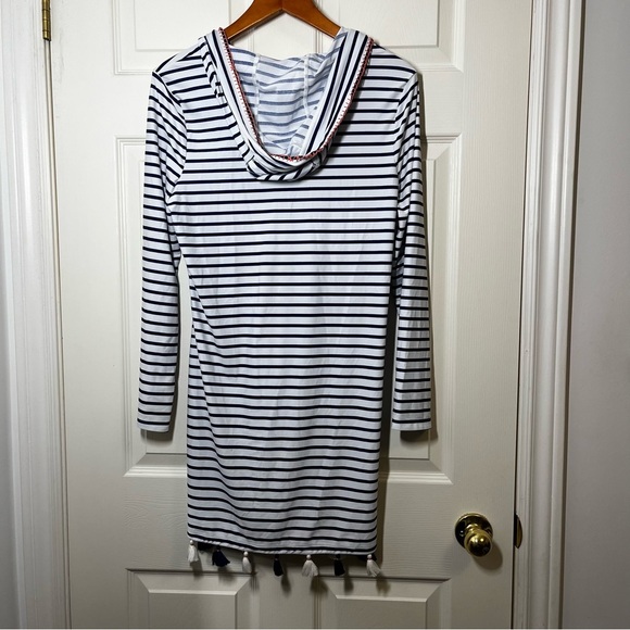 Cabana Life Navy and White Striped Swim Coverup Size Small - Picture 2 of 8